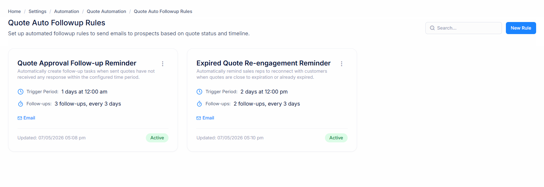 Quote follow-up automation sending reminders after a quote is sent
