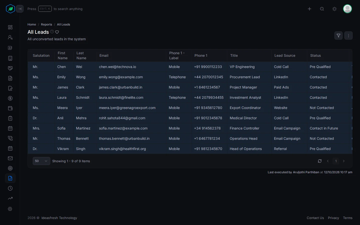 A report open as a table, with the heart, the filter icon and the ⋮ menu at the top right