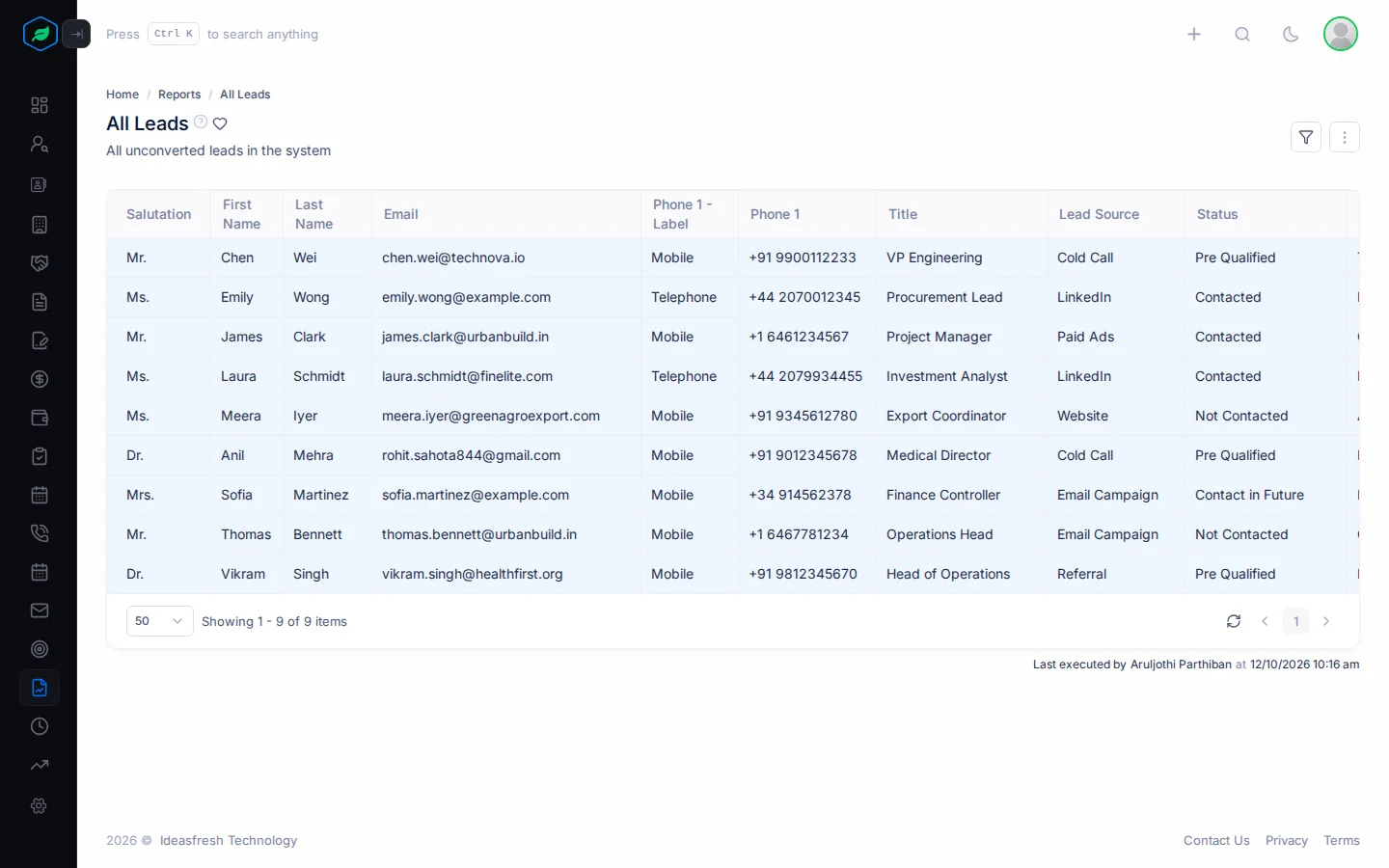 A report open as a table, with the heart, the filter icon and the ⋮ menu at the top right